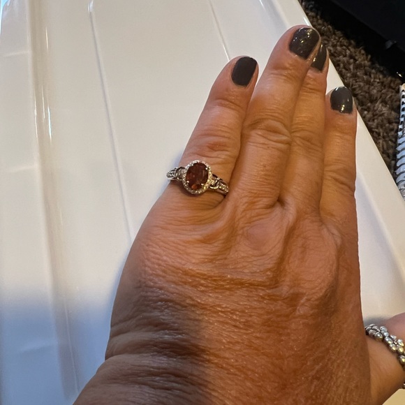 Hessonite Garnet 2.20CT With White Zircon  Silver ring 8 - Picture 5 of 9